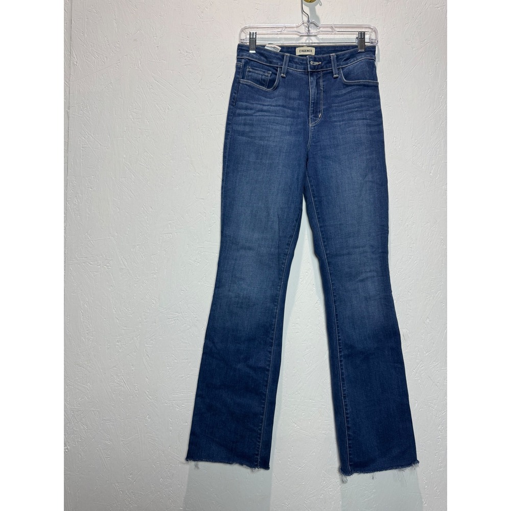 L'AGENCE Ruth High Rise Straight Leg Jeans Marlin Raw Hem Blue Size 27